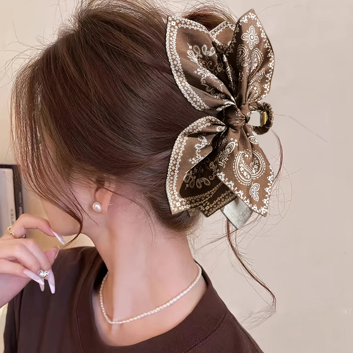 Elegant Floral Bow Hair Clip