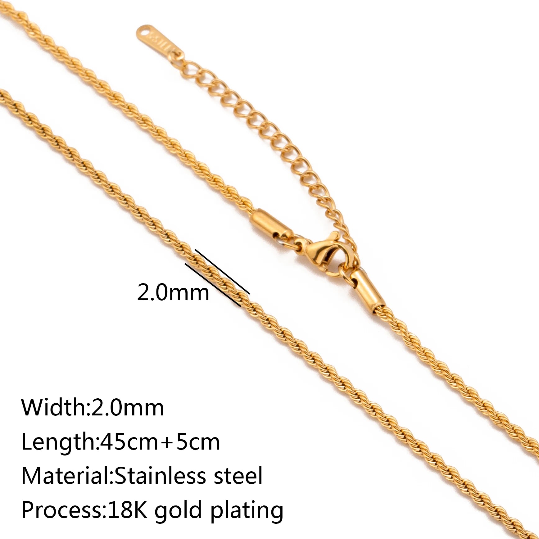 5-Piece 18K Gold PVD Stainless Steel Chain Necklace Set