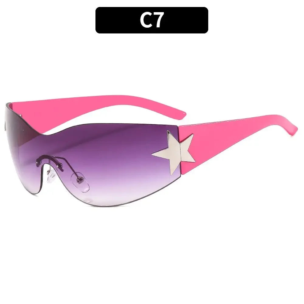 Y2K Rimless Wraparound Sunglasses – UV400 Shield Eyewear for Women & Men