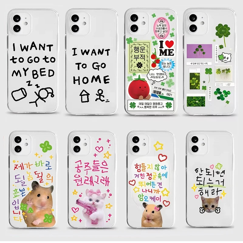 Korean Four Leaf Clover Silicone Phone Case – Shockproof Protective Cover for iPhone
