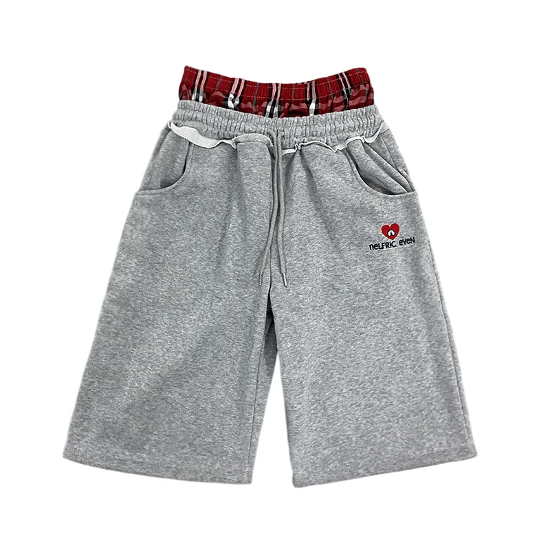 AURELLE Women's Checkered Double-Waist Wide Leg Sweatpants – Letter Embroidery Streetwear