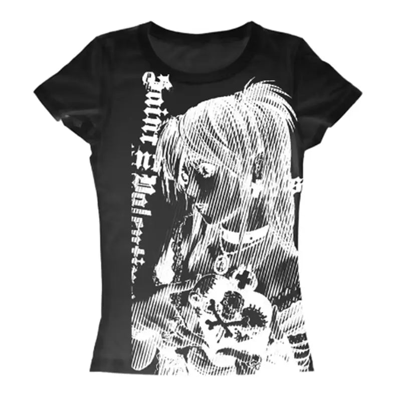 Women’s Y2K Anime Graphic Crop T-Shirt