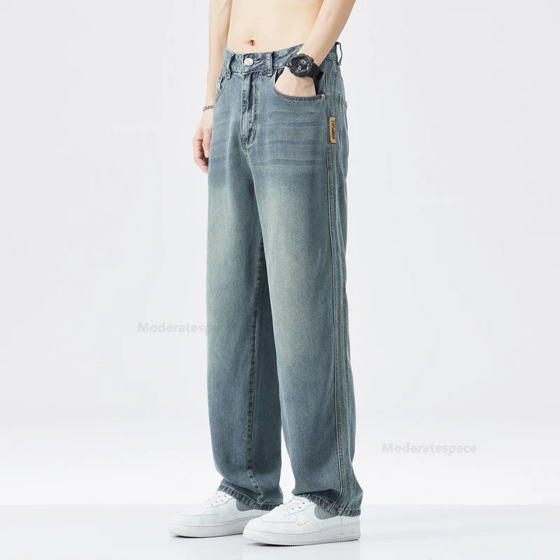 Men’s Lyocell Stretch Jeans – Soft Straight-Leg Casual Denim Pants