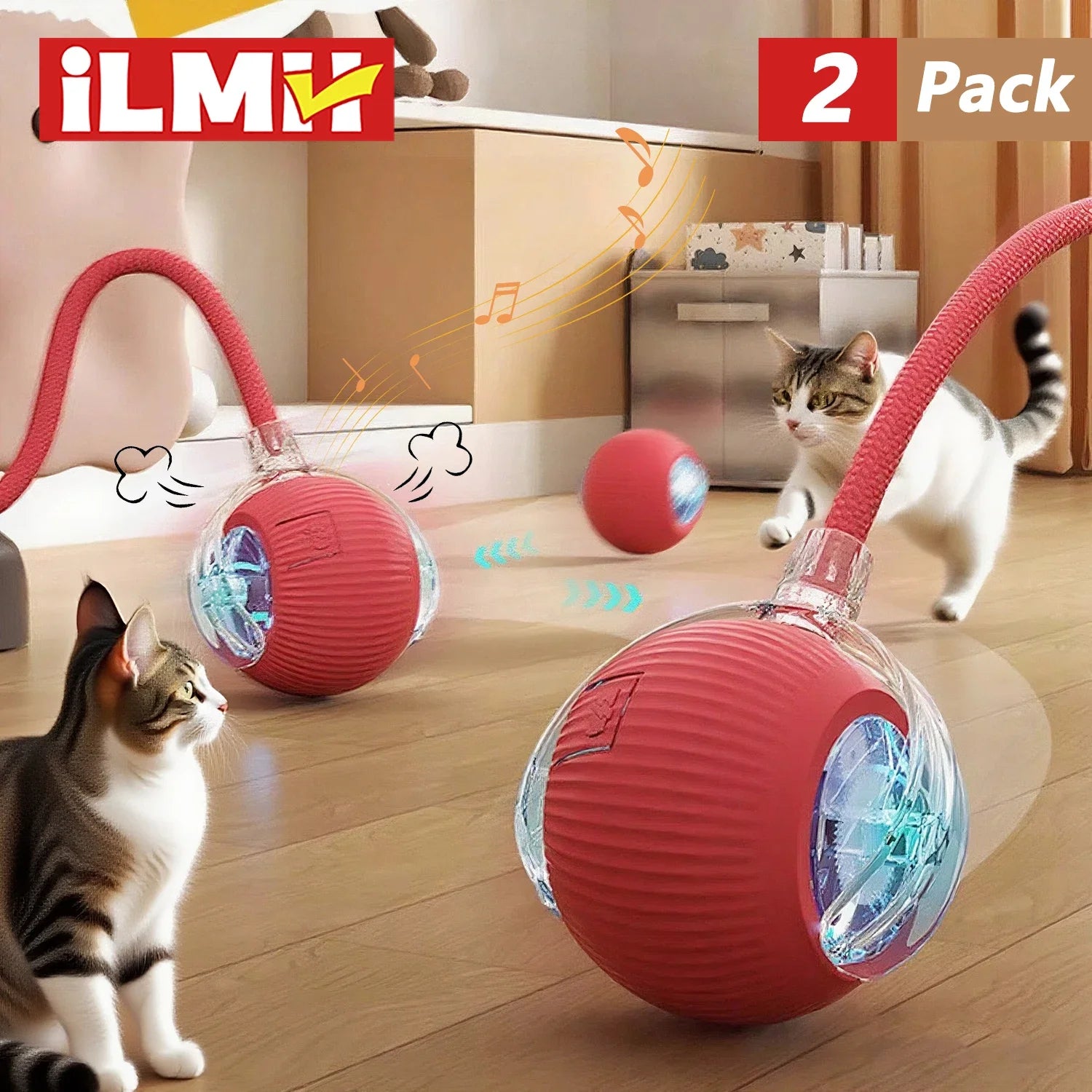 Interactive Automatic Rolling Cat Ball with Moving Tail – Rechargeable Smart Pet Toy