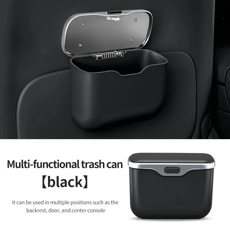 Multifunctional Car Trash Can with Lid – Hanging Leak-Resistant Storage Bin
