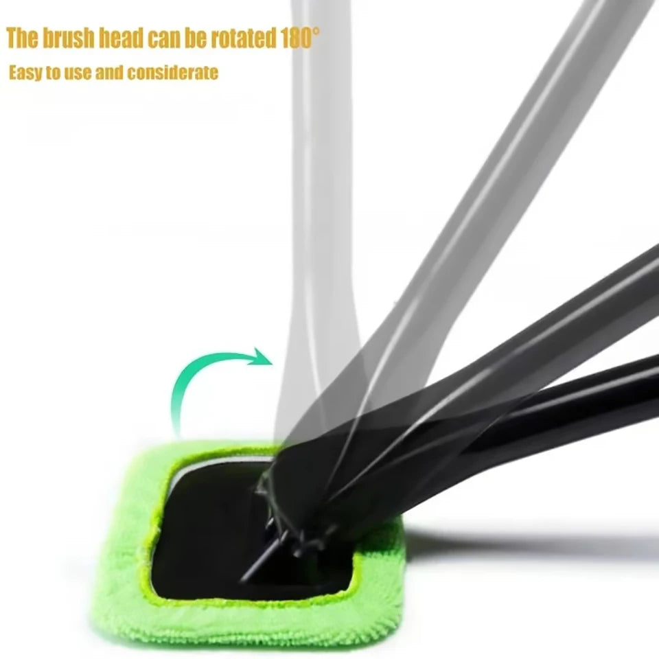 Car Windshield & Window Cleaning Brush Kit – Long-Handle Interior Glass Cleaner