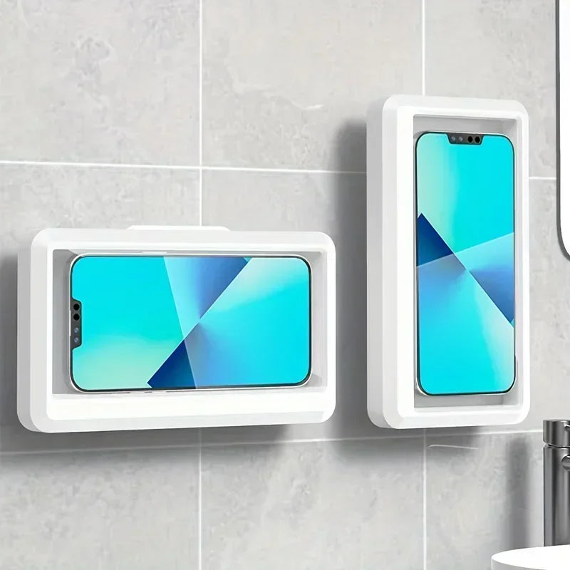 360° Rotating Waterproof Shower Phone Holder – Touch-Friendly Anti-Fog Bathroom Wall Mount