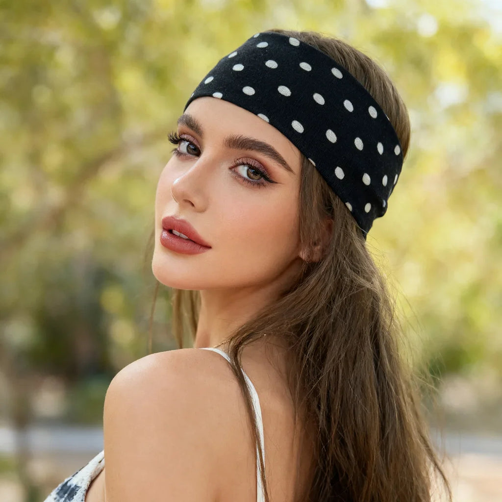 Y2K Retro Polka Dot Stretch Headband