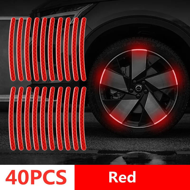 Reflective Car Safety Strips – Wheel Hub & Door Handle Warning Stickers