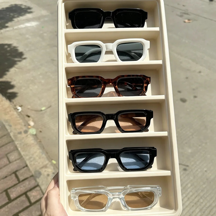 6-Piece Retro Rectangle Sunglasses Set – Lightweight Fashion Eyewear for Women & Men