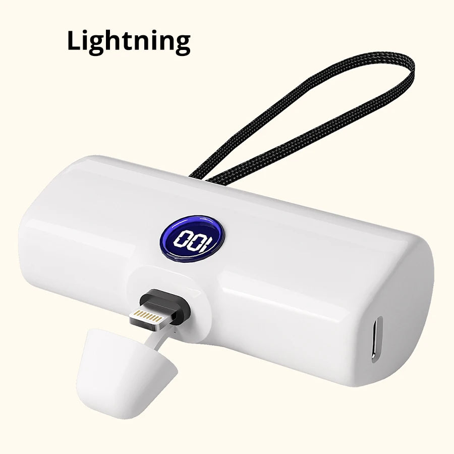 Mini 5000mAh Fast Charging Power Bank | Portable USB-C & Lightning Charger