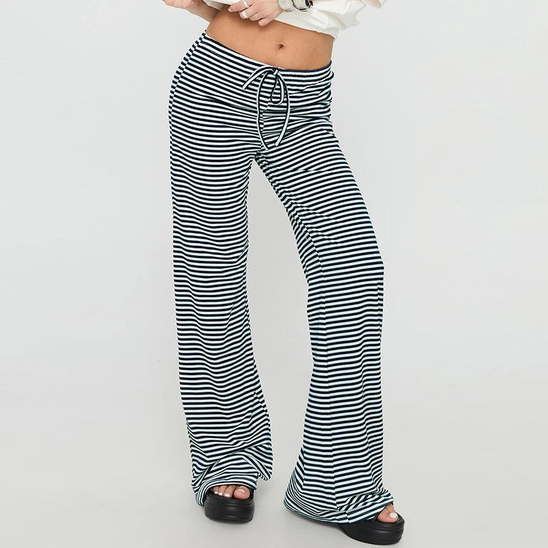 Casual Wide Leg Fold Over Sweatpants – Low Rise Flare Yoga Lounge Pants for Women & Teen Girls
