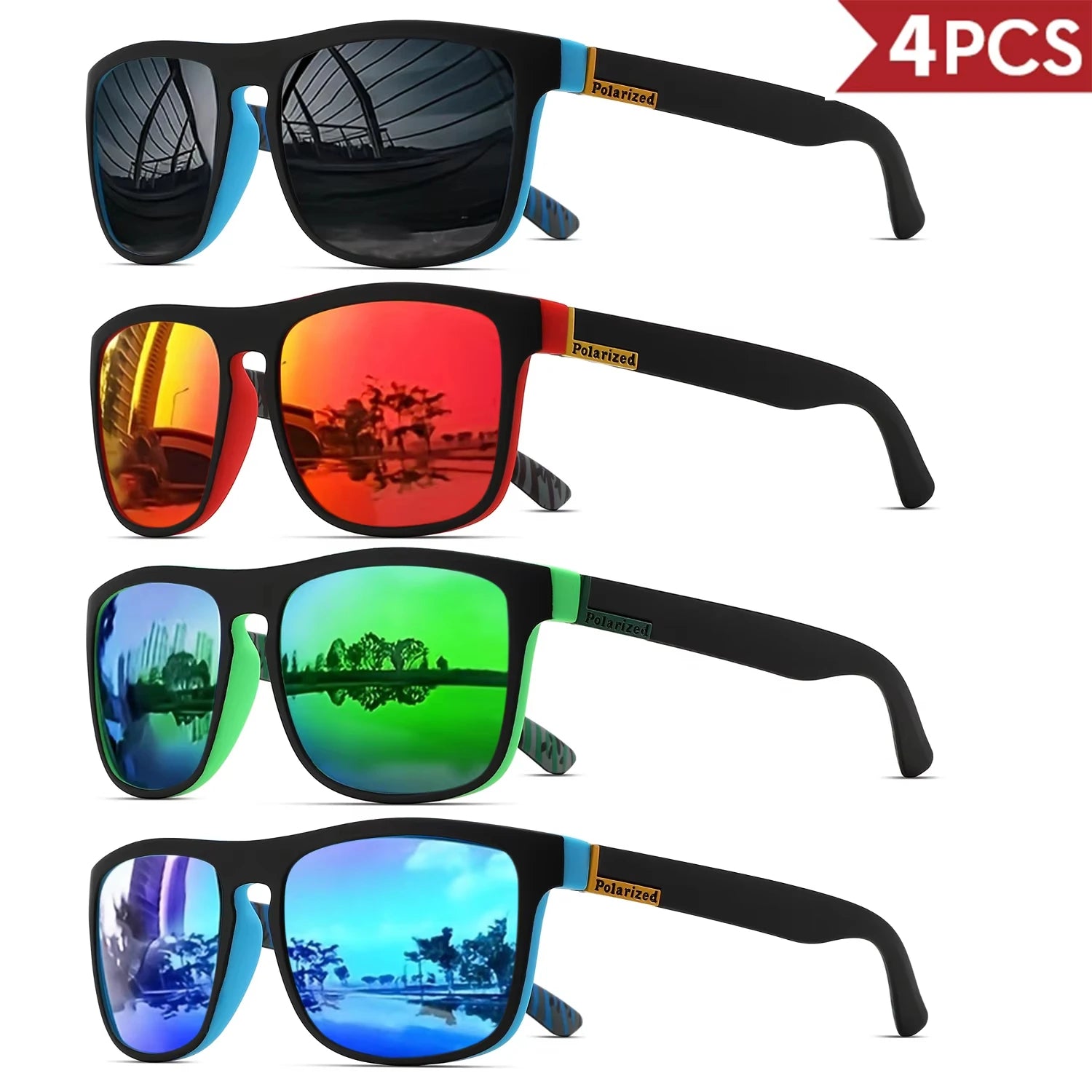 Classic Polarized Square Sunglasses – UV400 Lightweight Sports Eyewear for Driving, Fishing & Cycling