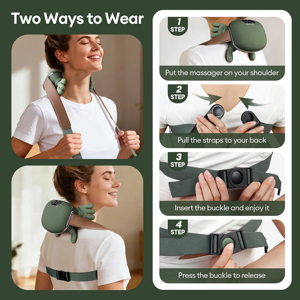 Wireless Neck & Shoulder Massager with 4D Kneading