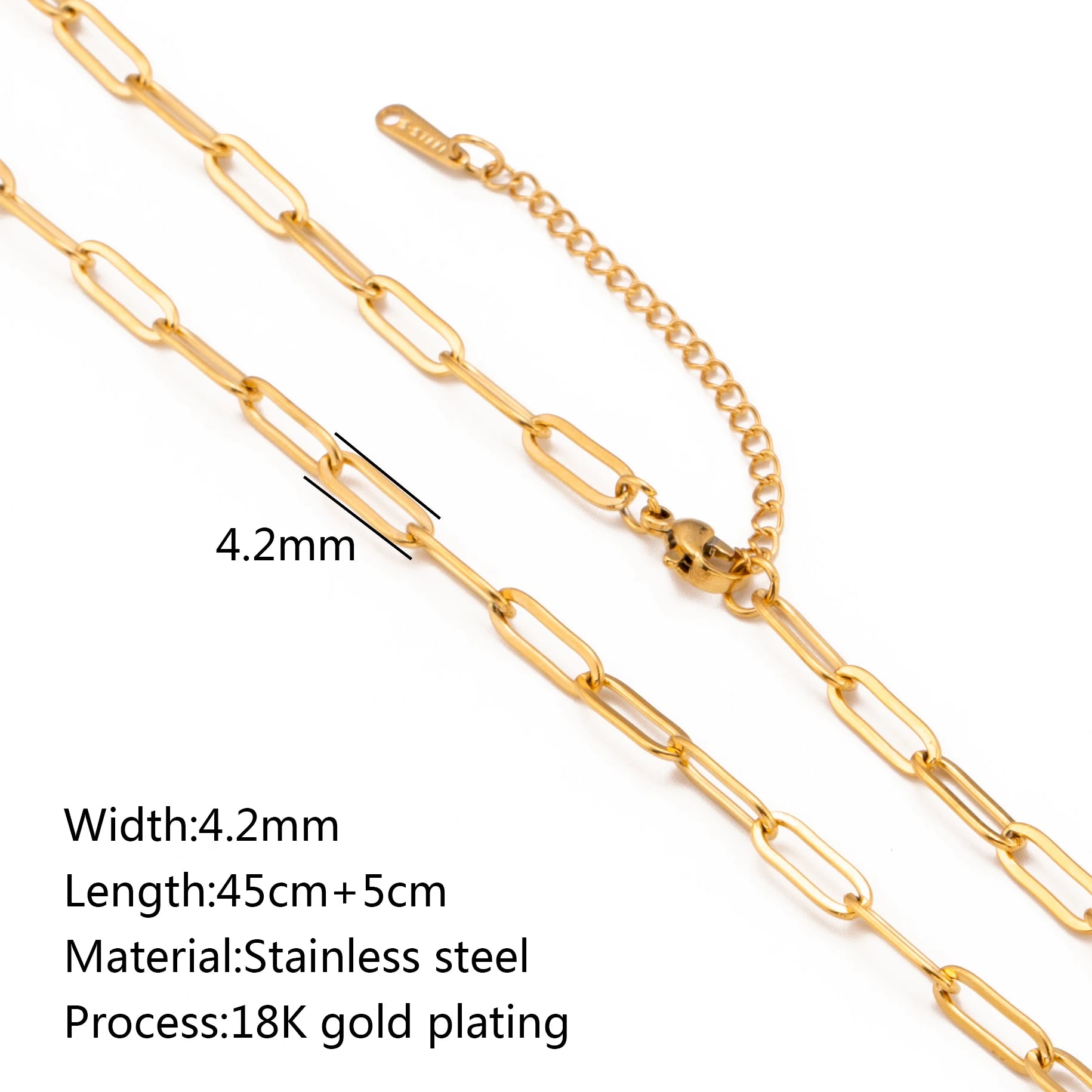 5-Piece 18K Gold PVD Stainless Steel Chain Necklace Set