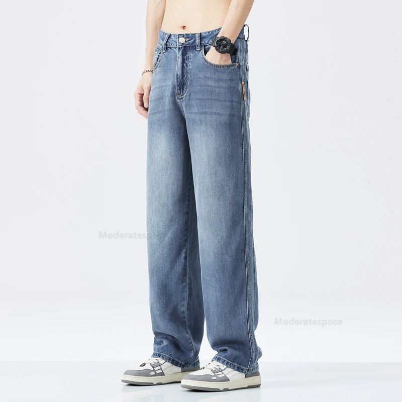 Men’s Lyocell Stretch Jeans – Soft Straight-Leg Casual Denim Pants