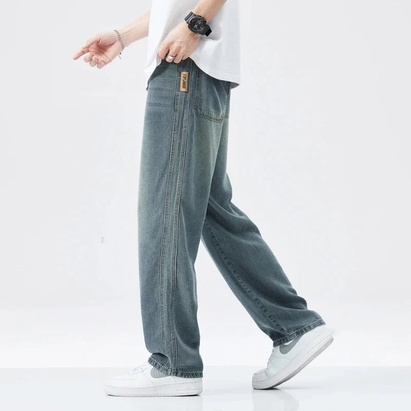 Men’s Lyocell Stretch Jeans – Soft Straight-Leg Casual Denim Pants