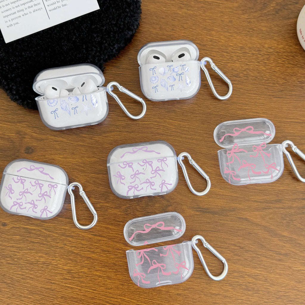 Pink Bow AirPods Case with Keychain – Cute TPU Protective Cover for AirPods