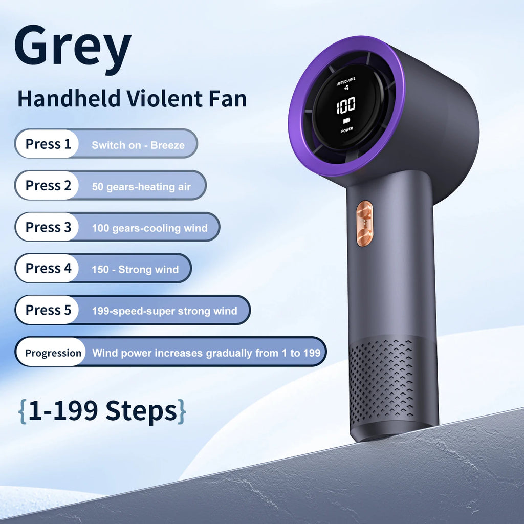 Portable Rechargeable Handheld Fan – 199-Speed Adjustable Mini USB Fan