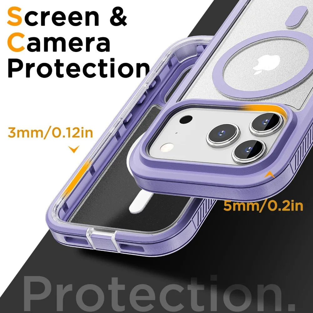 Matte Clear Magnetic Case for iPhone 13–18 Series – Anti-Slip Protective Cover with MagSafe Compatibility & Wireless Charging Support