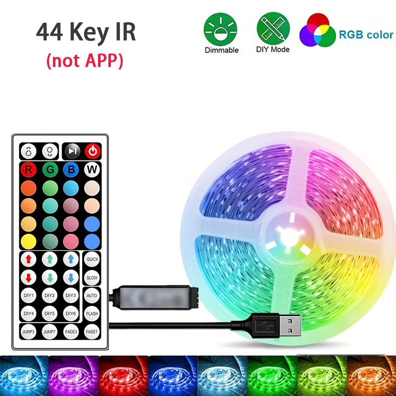RGB LED Strip Lights with App & Remote Control | USB Color-Changing Room Lights (1M–40M)