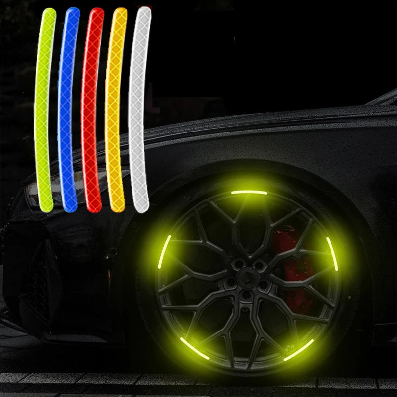 Reflective Car Safety Strips – Wheel Hub & Door Handle Warning Stickers