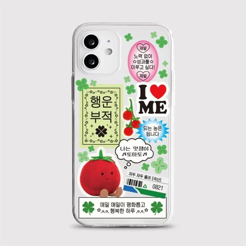 Korean Four Leaf Clover Silicone Phone Case – Shockproof Protective Cover for iPhone