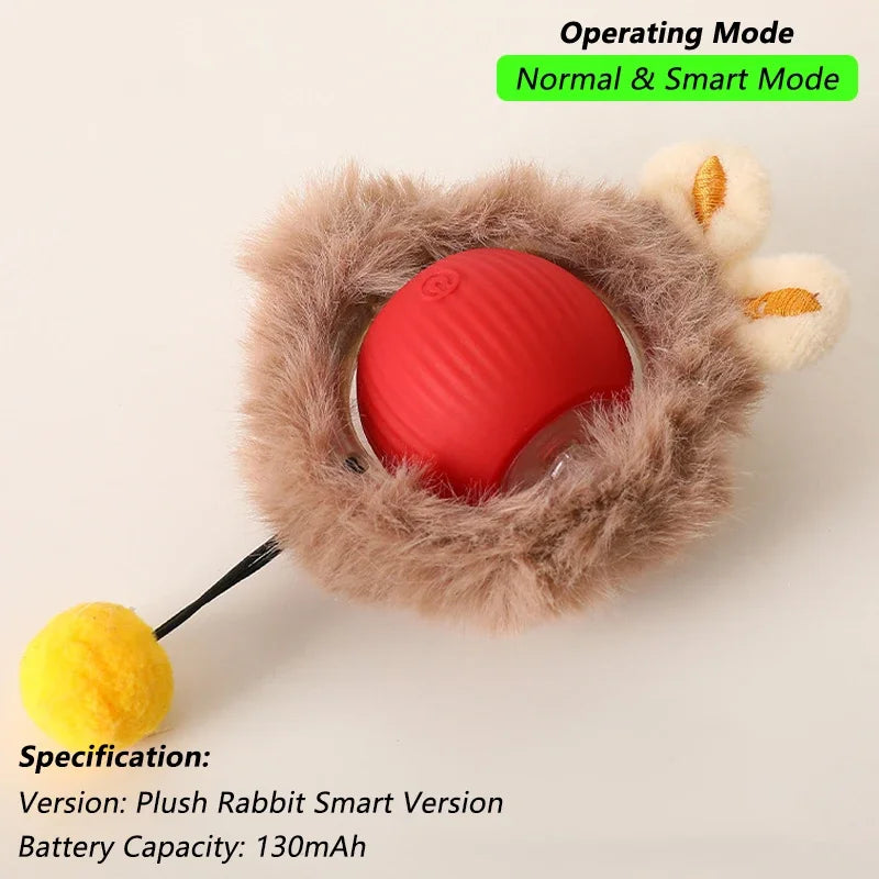 Interactive Automatic Rolling Cat Ball with Moving Tail – Rechargeable Smart Pet Toy