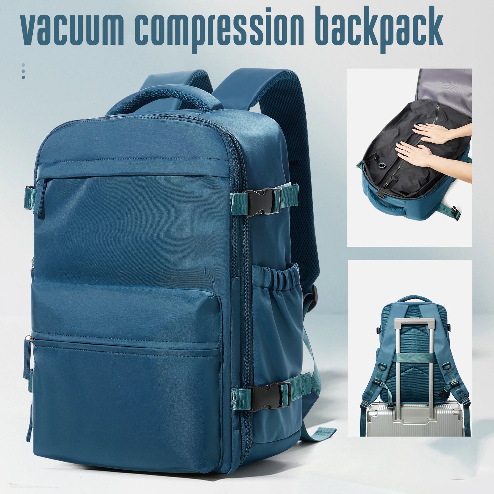 FLCC Vacuum Compression Travel Backpack – Expandable Laptop Backpack with Optional Vacuum Pump