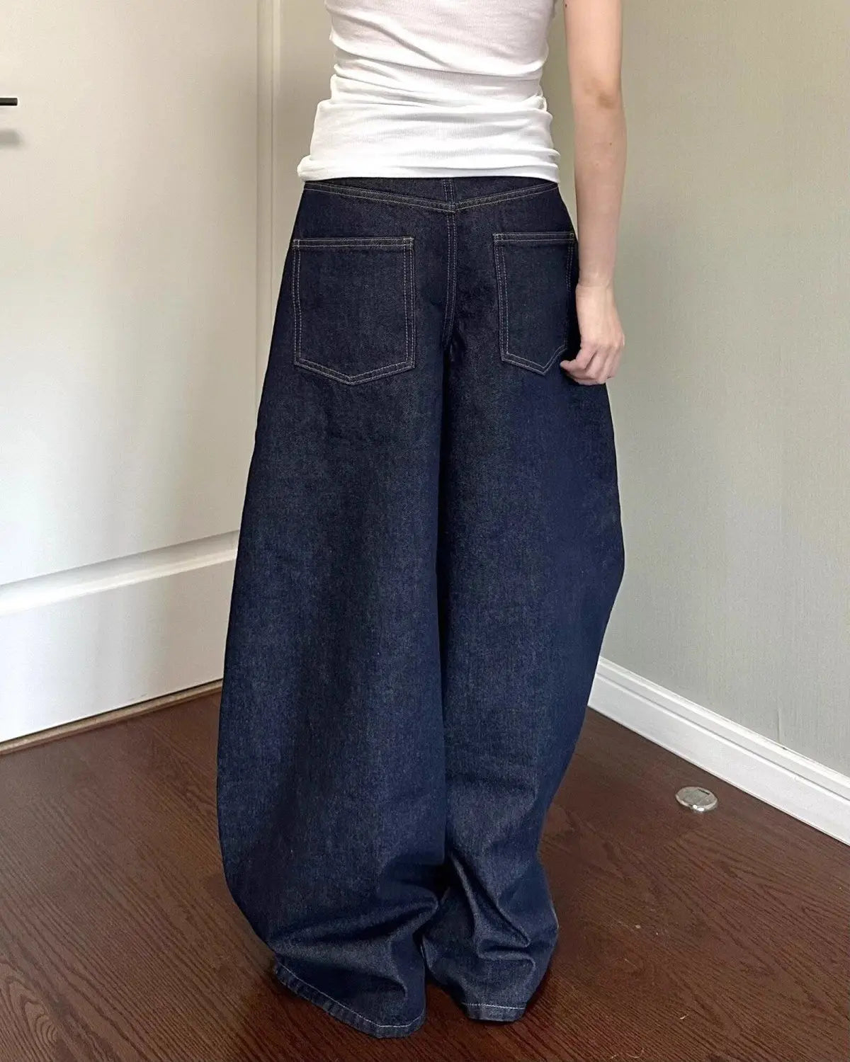Women's High-Waisted Wide Leg Black Jeans – Relaxed Straight Denim Pants