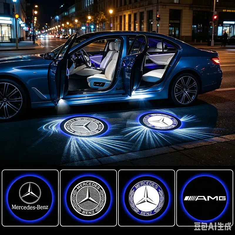 2PC Mercedes-Benz LED Door Welcome Projector Lights – Logo Shadow Lamps