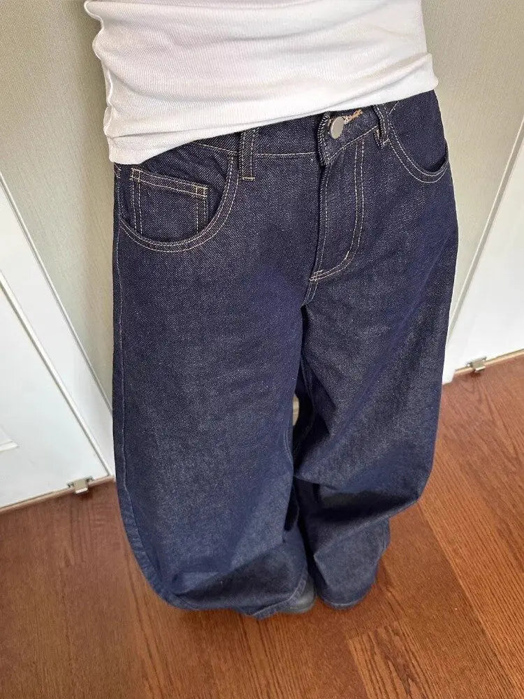 Women's High-Waisted Wide Leg Black Jeans – Relaxed Straight Denim Pants