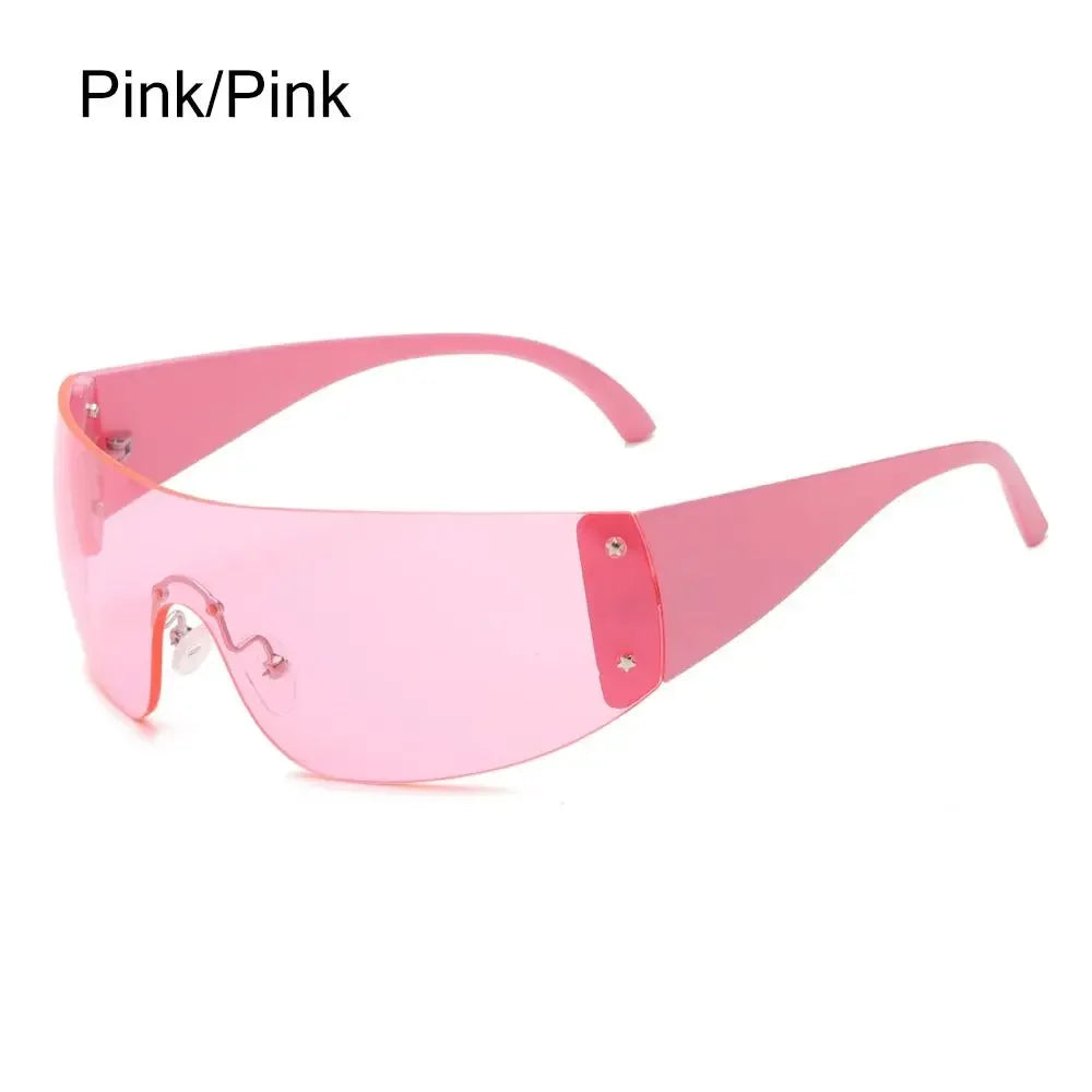 Y2K Rimless Wraparound Sunglasses – UV400 Shield Eyewear for Women & Men