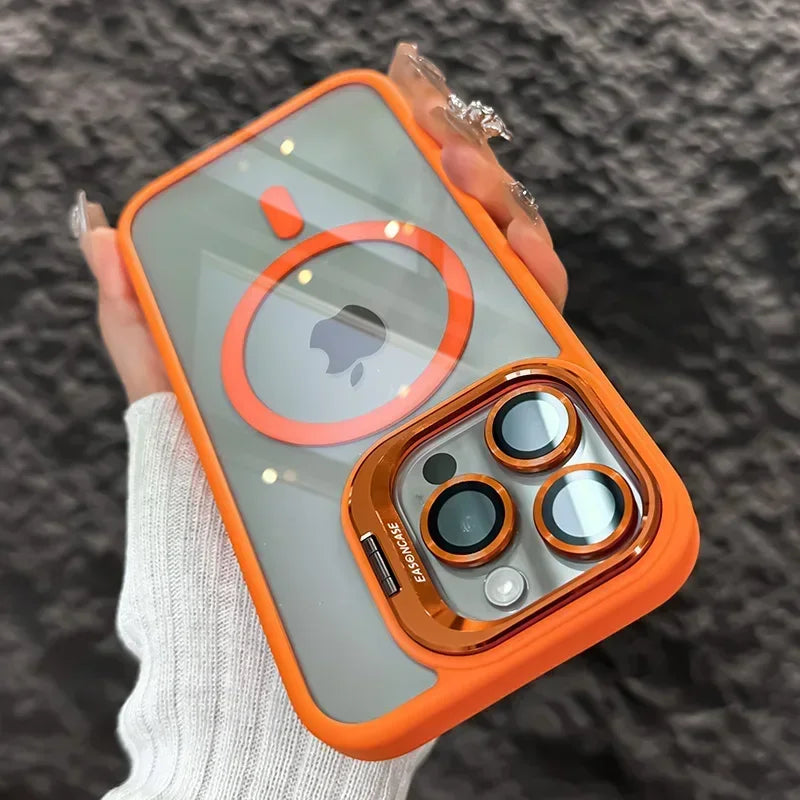 Luxury Magnetic Shockproof Case for iPhone 11–16 Series – Clear Tempered Glass Back Cover with Camera & Lens Protection