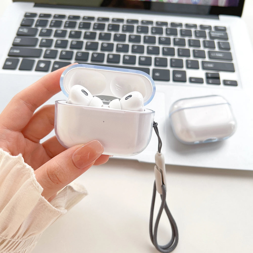 Clear TPU AirPods Case with Lanyard – Shockproof Protective Cover for AirPods