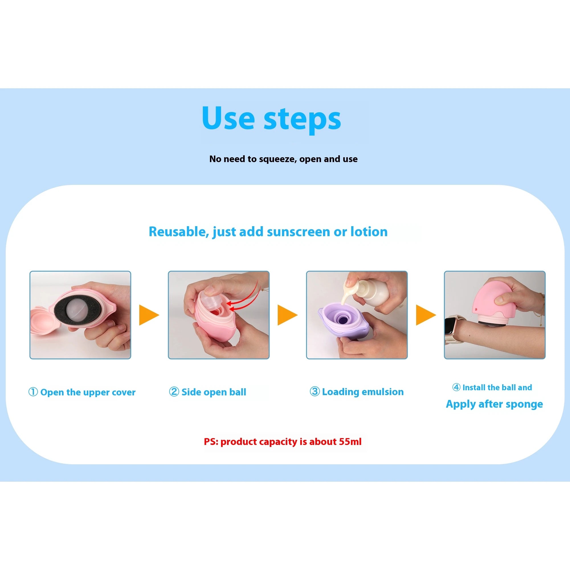 Refillable Sunscreen Roll-On Applicator (50ml)