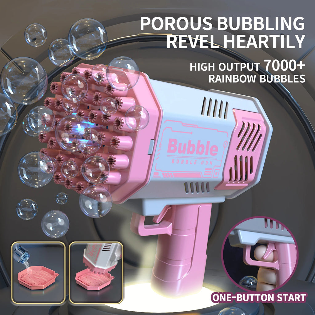 40-Hole Automatic Bubble Machine with LED Lights – Outdoor Bubble Blower for Kids