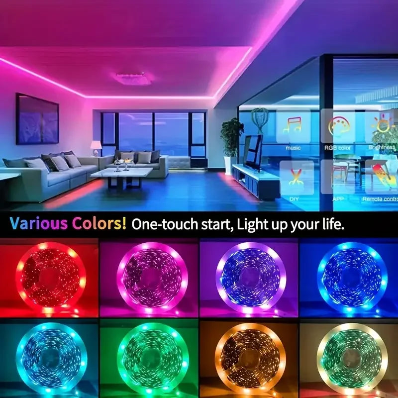 RGB LED Strip Lights with App & Remote Control | USB Color-Changing Room Lights (1M–40M)