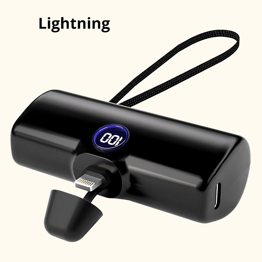 Mini 5000mAh Fast Charging Power Bank | Portable USB-C & Lightning Charger