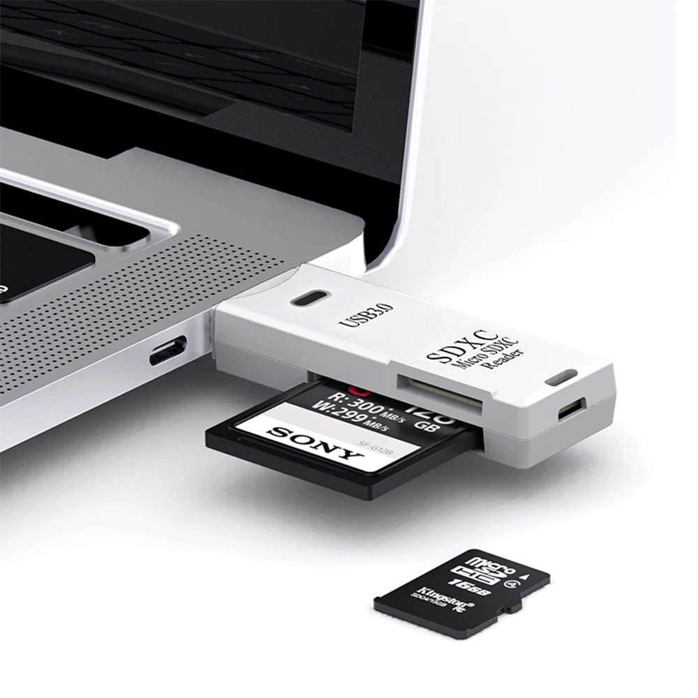 2-in-1 USB 3.0 SD & microSD Card Reader – High-Speed Memory Card Adapter