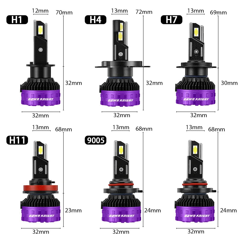 DAWNKNIGHT P7 PLUS 140W LED Headlight Bulbs – H4, H7, H11, 9005 & 9006, 6000K, 12V, 2-Piece Set
