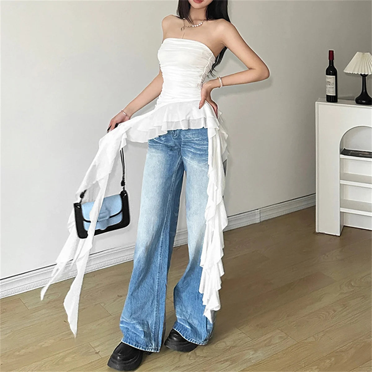 Women's Ribbon Front Sleeveless Tank Top – Solid Casual Summer Vest