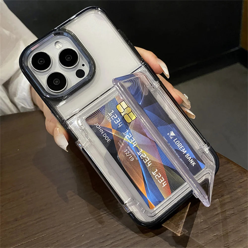 Clear Card Holder Phone Case – Shockproof Wallet Case for iPhone