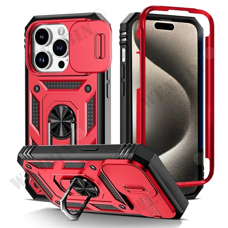 Heavy-Duty Protective Case for iPhone 7–17 Series – Full-Coverage Shock-Resistant Cover with 360° Kickstand & Camera Protection