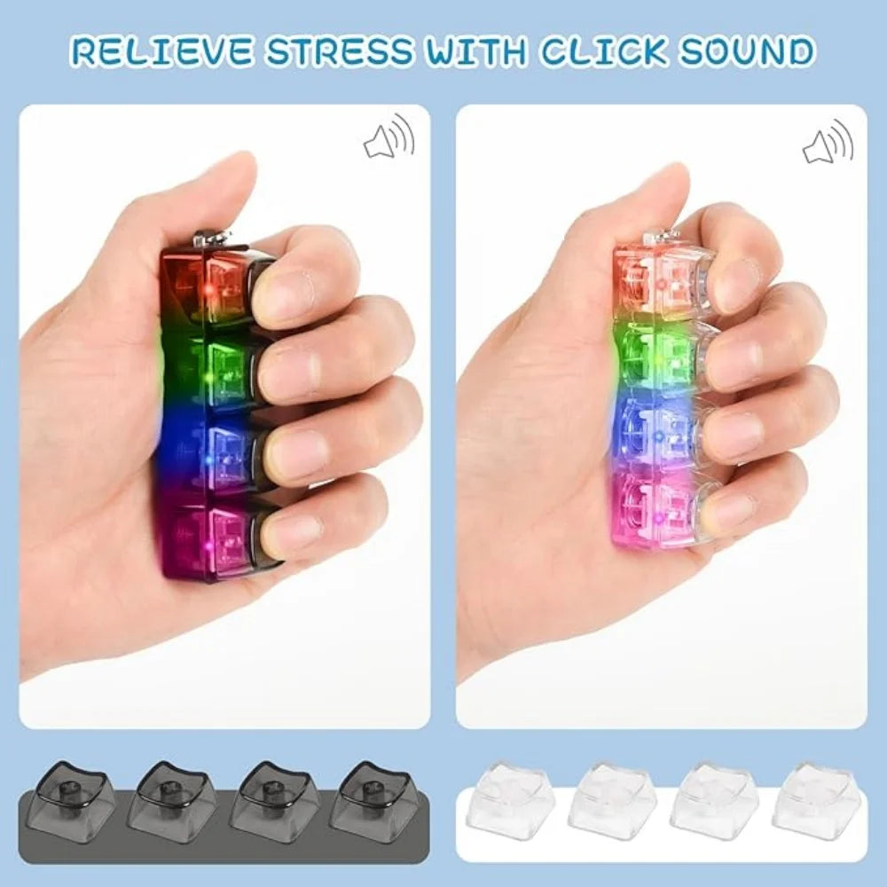 Light-Up Keyboard Keychain with Clickable LED Button – Portable Fidget Keychain