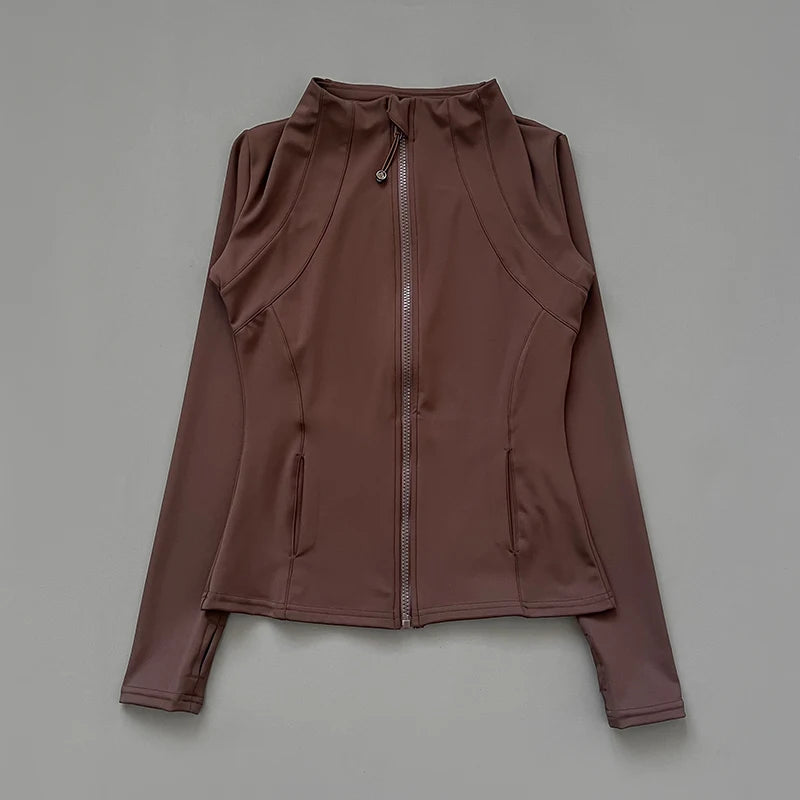 Women's Quick-Dry Zip-Up Fitness Jacket – Long Sleeve Sports Top