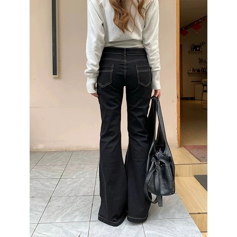 Women's High-Waisted Micro Flare Jeans – Slim Fit Stretch Denim Pants