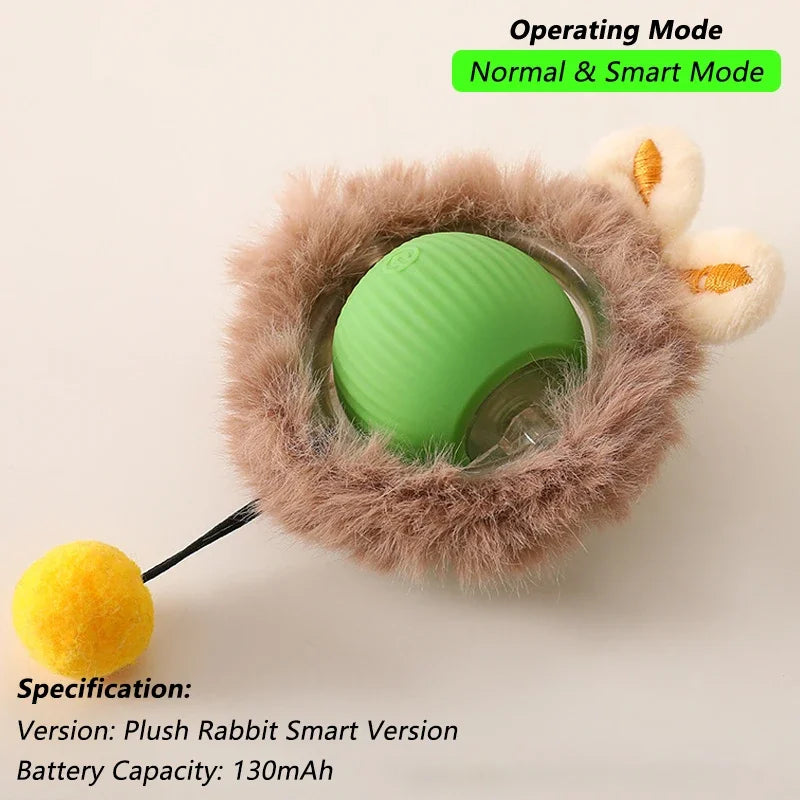 Interactive Automatic Rolling Cat Ball with Moving Tail – Rechargeable Smart Pet Toy