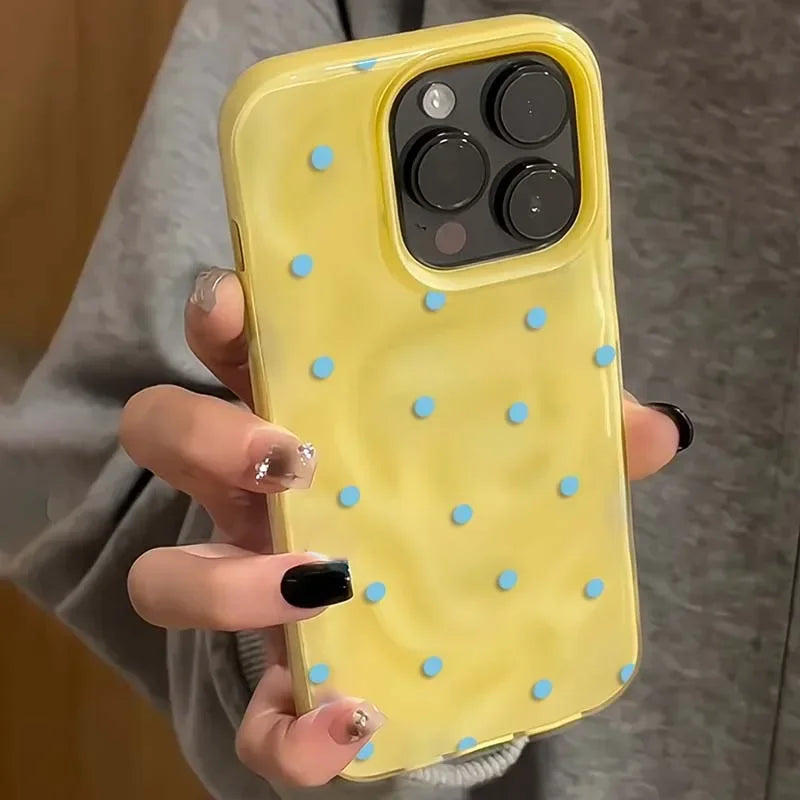 Polka Dot Silicone Phone Case – Shockproof Protective Cover for iPhone