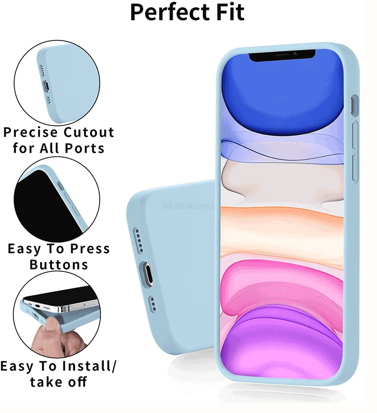 Liquid Silicone Phone Case – Full Coverage Protective Cover for iPhone